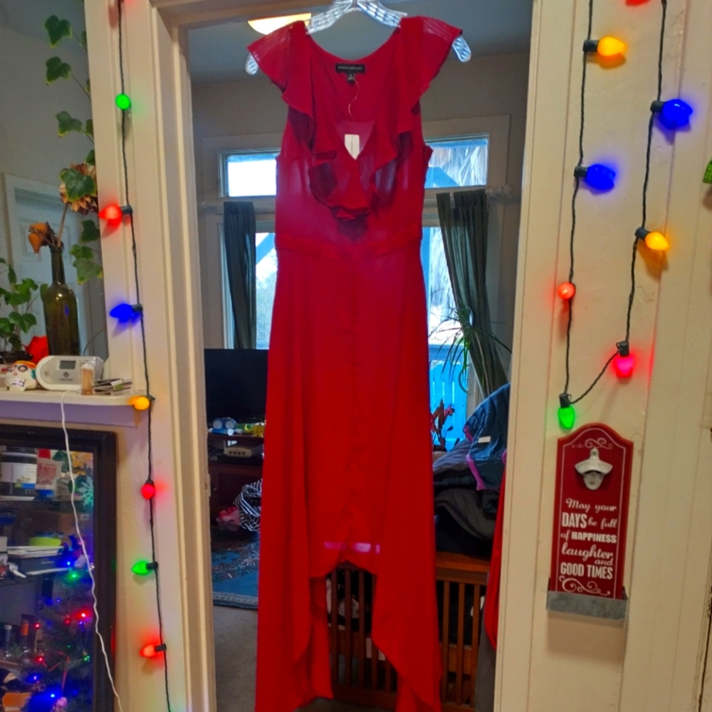 NWT Banana Republic Ruffle Maxi Dress Size 4 - Valentine Red